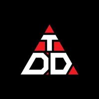 TDD triangle letter logo design with triangle shape. TDD triangle logo design monogram. TDD triangle vector logo template with red color. TDD triangular logo Simple, Elegant, and Luxurious Logo.