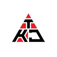 diseño de logotipo de letra triangular tkj con forma de triángulo. monograma de diseño de logotipo de triángulo tkj. plantilla de logotipo de vector de triángulo tkj con color rojo. logotipo triangular tkj logotipo simple, elegante y lujoso.