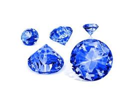 Group dazzling diamond blue on white background photo