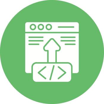 icono de fondo de círculo de glifo de implementación de código vector