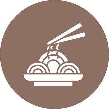 icono de fondo de círculo de glifo pad thai vector