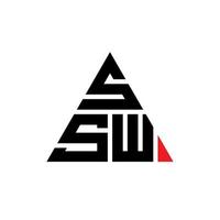 SSW triangle letter logo design with triangle shape. SSW triangle logo design monogram. SSW triangle vector logo template with red color. SSW triangular logo Simple, Elegant, and Luxurious Logo.