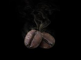 Coffee bean. with smoke on black background photo