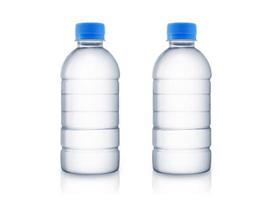 Empty clean and clear water bottle isolated on with isolated on a white background photo