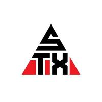 Diseño de logotipo de letra triangular stx con forma de triángulo. monograma de diseño de logotipo de triángulo stx. plantilla de logotipo de vector de triángulo stx con color rojo. logotipo triangular stx logotipo simple, elegante y lujoso.