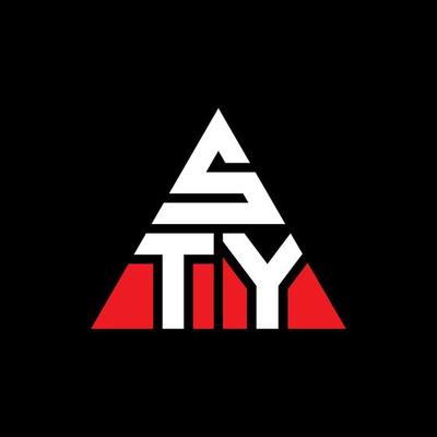 STY triangle letter logo design with triangle shape. STY triangle logo design monogram. STY triangle vector logo template with red color. STY triangular logo Simple, Elegant, and Luxurious Logo.