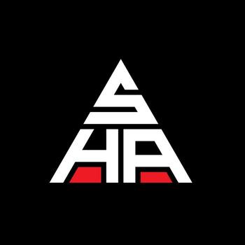 SHA triangle letter logo design with triangle shape. SHA triangle logo design monogram. SHA triangle vector logo template with red color. SHA triangular logo Simple, Elegant, and Luxurious Logo.
