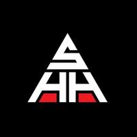 SHH triangle letter logo design with triangle shape. SHH triangle logo design monogram. SHH triangle vector logo template with red color. SHH triangular logo Simple, Elegant, and Luxurious Logo.