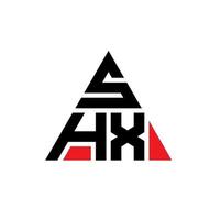 SHX triangle letter logo design with triangle shape. SHX triangle logo design monogram. SHX triangle vector logo template with red color. SHX triangular logo Simple, Elegant, and Luxurious Logo.