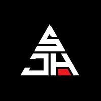 SJH triangle letter logo design with triangle shape. SJH triangle logo design monogram. SJH triangle vector logo template with red color. SJH triangular logo Simple, Elegant, and Luxurious Logo.