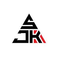 SJK triangle letter logo design with triangle shape. SJK triangle logo design monogram. SJK triangle vector logo template with red color. SJK triangular logo Simple, Elegant, and Luxurious Logo.