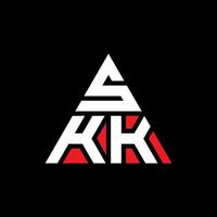 diseño de logotipo de letra triangular skk con forma de triángulo. monograma de diseño del logotipo del triángulo skk. plantilla de logotipo de vector de triángulo skk con color rojo. logotipo triangular skk logotipo simple, elegante y lujoso.