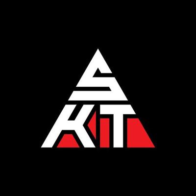 SKT triangle letter logo design with triangle shape. SKT triangle logo design monogram. SKT triangle vector logo template with red color. SKT triangular logo Simple, Elegant, and Luxurious Logo.