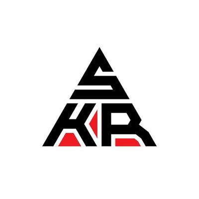 SKR triangle letter logo design with triangle shape. SKR triangle logo design monogram. SKR triangle vector logo template with red color. SKR triangular logo Simple, Elegant, and Luxurious Logo.