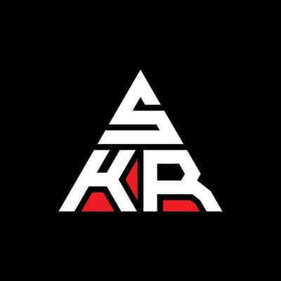 SKR triangle letter logo design with triangle shape. SKR triangle logo design monogram. SKR triangle vector logo template with red color. SKR triangular logo Simple, Elegant, and Luxurious Logo.
