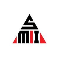 diseño de logotipo de letra de triángulo smi con forma de triángulo. monograma de diseño del logotipo del triángulo smi. plantilla de logotipo de vector de triángulo smi con color rojo. logo triangular smi logo simple, elegante y lujoso.