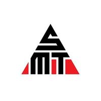 diseño de logotipo de letra triangular smt con forma de triángulo. monograma de diseño de logotipo de triángulo smt. plantilla de logotipo de vector de triángulo smt con color rojo. logotipo triangular smt logotipo simple, elegante y lujoso.