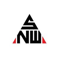 SNW triangle letter logo design with triangle shape. SNW triangle logo design monogram. SNW triangle vector logo template with red color. SNW triangular logo Simple, Elegant, and Luxurious Logo.