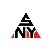 SNY triangle letter logo design with triangle shape. SNY triangle logo design monogram. SNY triangle vector logo template with red color. SNY triangular logo Simple, Elegant, and Luxurious Logo.