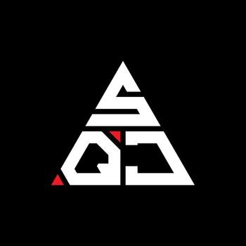 SQJ triangle letter logo design with triangle shape. SQJ triangle logo design monogram. SQJ triangle vector logo template with red color. SQJ triangular logo Simple, Elegant, and Luxurious Logo.