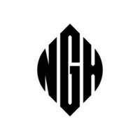 NGX circle letter logo design with circle and ellipse shape. NGX ellipse letters with typographic style. The three initials form a circle logo. NGX Circle Emblem Abstract Monogram Letter Mark Vector. vector