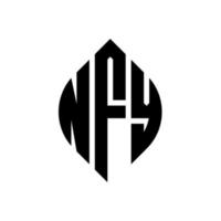 Diseño de logotipo de letra de círculo nfy con forma de círculo y elipse. nfy elipse letras con estilo tipográfico. las tres iniciales forman un logo circular. nfy círculo emblema resumen monograma letra marca vector. vector