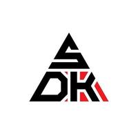 Diseño de logotipo de letra triangular sdk con forma de triángulo. monograma de diseño de logotipo de triángulo sdk. plantilla de logotipo de vector de triángulo sdk con color rojo. logotipo triangular sdk logotipo simple, elegante y lujoso.