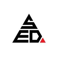 diseño de logotipo de letra triangular sed con forma de triángulo. monograma de diseño de logotipo de triángulo sed. plantilla de logotipo de vector de triángulo sed con color rojo. logotipo triangular sed logotipo simple, elegante y lujoso.