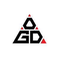 OGD triangle letter logo design with triangle shape. OGD triangle logo design monogram. OGD triangle vector logo template with red color. OGD triangular logo Simple, Elegant, and Luxurious Logo.