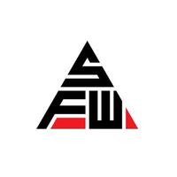 SFW triangle letter logo design with triangle shape. SFW triangle logo design monogram. SFW triangle vector logo template with red color. SFW triangular logo Simple, Elegant, and Luxurious Logo.