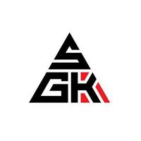 SGK triangle letter logo design with triangle shape. SGK triangle logo design monogram. SGK triangle vector logo template with red color. SGK triangular logo Simple, Elegant, and Luxurious Logo.