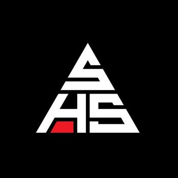 SHS triangle letter logo design with triangle shape. SHS triangle logo design monogram. SHS triangle vector logo template with red color. SHS triangular logo Simple, Elegant, and Luxurious Logo.