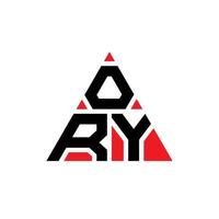 diseño de logotipo de letra de triángulo ory con forma de triángulo. monograma de diseño de logotipo de triángulo ory. plantilla de logotipo de vector de triángulo ory con color rojo. logotipo triangular ory logotipo simple, elegante y lujoso.