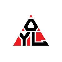 OYL triangle letter logo design with triangle shape. OYL triangle logo design monogram. OYL triangle vector logo template with red color. OYL triangular logo Simple, Elegant, and Luxurious Logo.