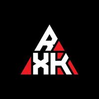 RXK triangle letter logo design with triangle shape. RXK triangle logo design monogram. RXK triangle vector logo template with red color. RXK triangular logo Simple, Elegant, and Luxurious Logo.