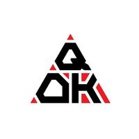 QOK triangle letter logo design with triangle shape. QOK triangle logo design monogram. QOK triangle vector logo template with red color. QOK triangular logo Simple, Elegant, and Luxurious Logo.