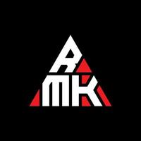 diseño de logotipo de letra triangular rmk con forma de triángulo. monograma de diseño de logotipo de triángulo rmk. plantilla de logotipo de vector de triángulo rmk con color rojo. logo triangular rmk logo simple, elegante y lujoso.