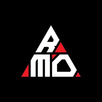 RMO triangle letter logo design with triangle shape. RMO triangle logo design monogram. RMO triangle vector logo template with red color. RMO triangular logo Simple, Elegant, and Luxurious Logo.