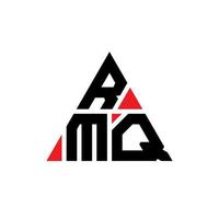 RMQ triangle letter logo design with triangle shape. RMQ triangle logo design monogram. RMQ triangle vector logo template with red color. RMQ triangular logo Simple, Elegant, and Luxurious Logo.