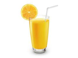 Fresh orange juice with fruits, isolated on white background photo