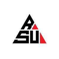 RSU triangle letter logo design with triangle shape. RSU triangle logo design monogram. RSU triangle vector logo template with red color. RSU triangular logo Simple, Elegant, and Luxurious Logo.
