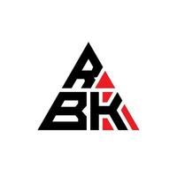 Diseño de logotipo de letra triangular rbk con forma de triángulo. monograma de diseño de logotipo de triángulo rbk. plantilla de logotipo de vector de triángulo rbk con color rojo. logotipo triangular rbk logotipo simple, elegante y lujoso.