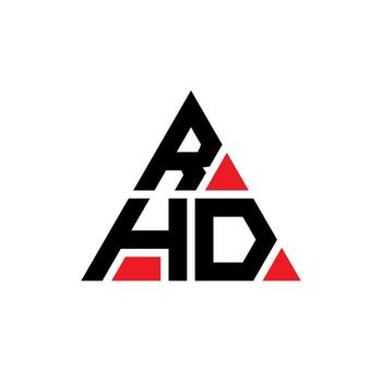 RHD triangle letter logo design with triangle shape. RHD triangle logo design monogram. RHD triangle vector logo template with red color. RHD triangular logo Simple, Elegant, and Luxurious Logo.