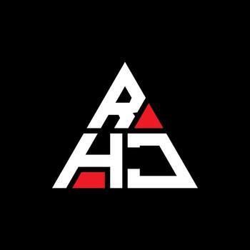 RHJ triangle letter logo design with triangle shape. RHJ triangle logo design monogram. RHJ triangle vector logo template with red color. RHJ triangular logo Simple, Elegant, and Luxurious Logo.