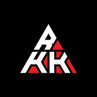 diseño de logotipo de letra triangular rkk con forma de triángulo. monograma de diseño de logotipo de triángulo rkk. plantilla de logotipo de vector de triángulo rkk con color rojo. logotipo triangular rkk logotipo simple, elegante y lujoso.