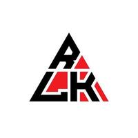 RLK triangle letter logo design with triangle shape. RLK triangle logo design monogram. RLK triangle vector logo template with red color. RLK triangular logo Simple, Elegant, and Luxurious Logo.