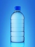 Empty water bottle on blue background photo