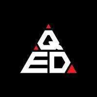 QED triangle letter logo design with triangle shape. QED triangle logo design monogram. QED triangle vector logo template with red color. QED triangular logo Simple, Elegant, and Luxurious Logo.