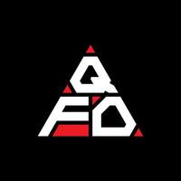 QFO triangle letter logo design with triangle shape. QFO triangle logo design monogram. QFO triangle vector logo template with red color. QFO triangular logo Simple, Elegant, and Luxurious Logo.
