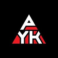 diseño de logotipo de letra de triángulo pyk con forma de triángulo. monograma de diseño de logotipo de triángulo pyk. plantilla de logotipo de vector de triángulo pyk con color rojo. logo triangular pyk logo simple, elegante y lujoso.